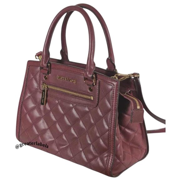 Michael Kors Burgundy Quilted Leather Medium Selma Satchel w/Crossbody Strap - Picture 4 of 15